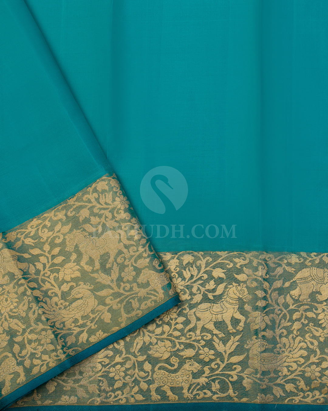 Rouge Pink & Ananda Blue Kanjivaram Silk Saree - S1036(A) - View 3