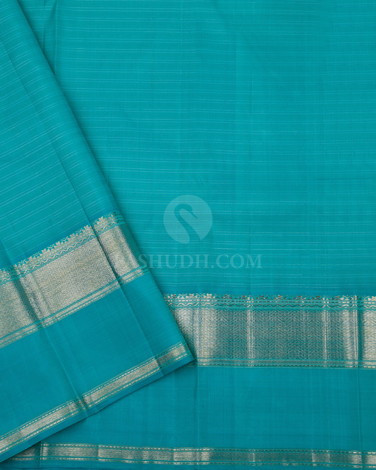 Light Green and Ananda Blue Kanjivaram Silk Saree - S788 -View 4
