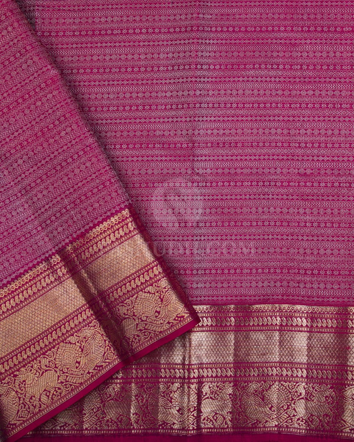 Bright Blue & Dark Pink Kanjivaram Silk Saree - DT265(A) - View 2