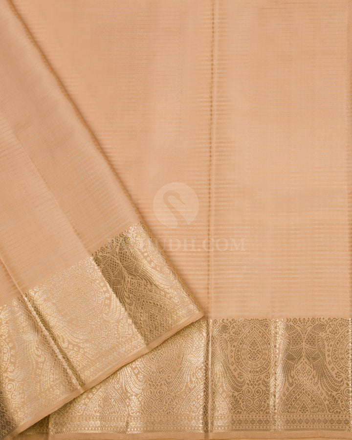 Orange & Beige Kanjivaram Silk Saree - S875 - View 4