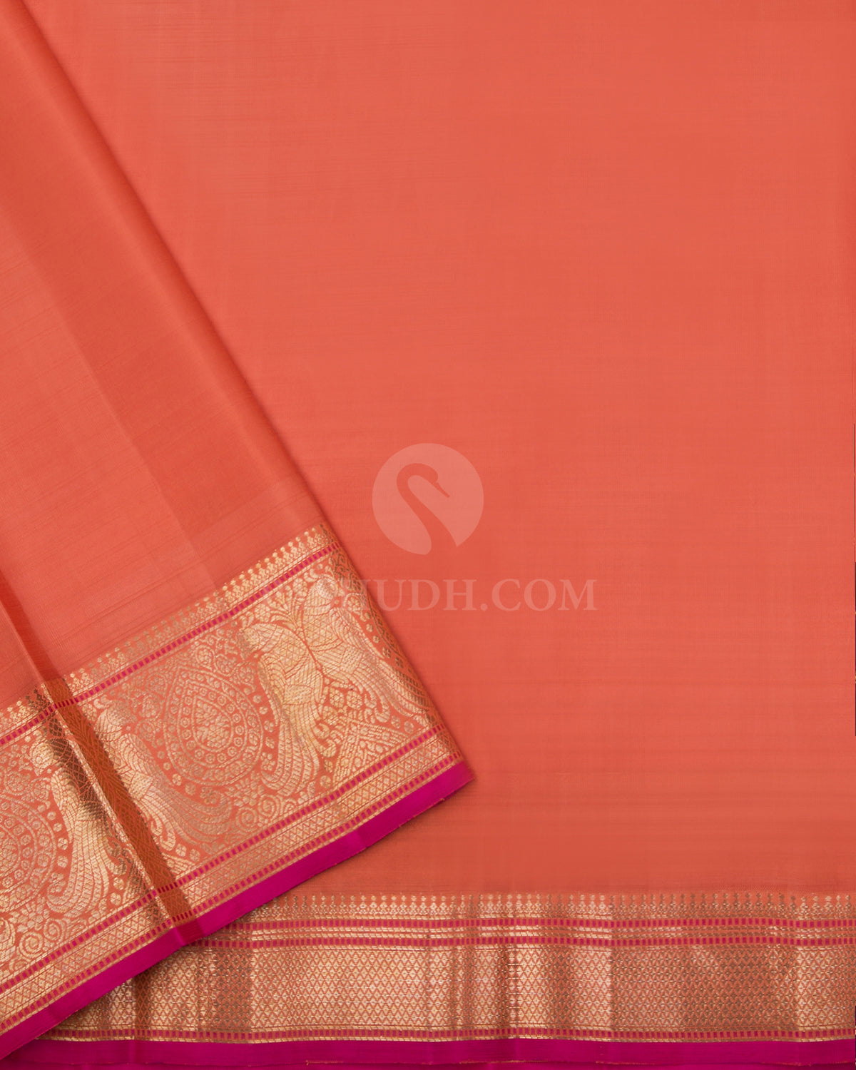Indigo & Light Orange Kanjivaram Silk Saree - S804- View 4