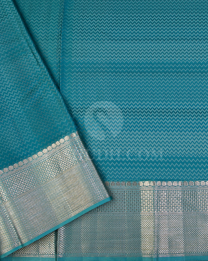 Deep Green and Teal Green Kanjivaram Silk Saree - D548(A) - View 2