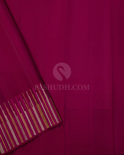 Honey & Magenta Kanjivaram Silk Saree - S1033(A) - View 3