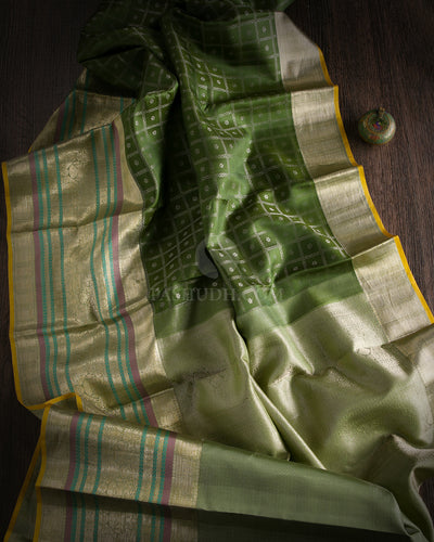 Olive Green Kanjivaram Silk Saree - DT202 - View 1