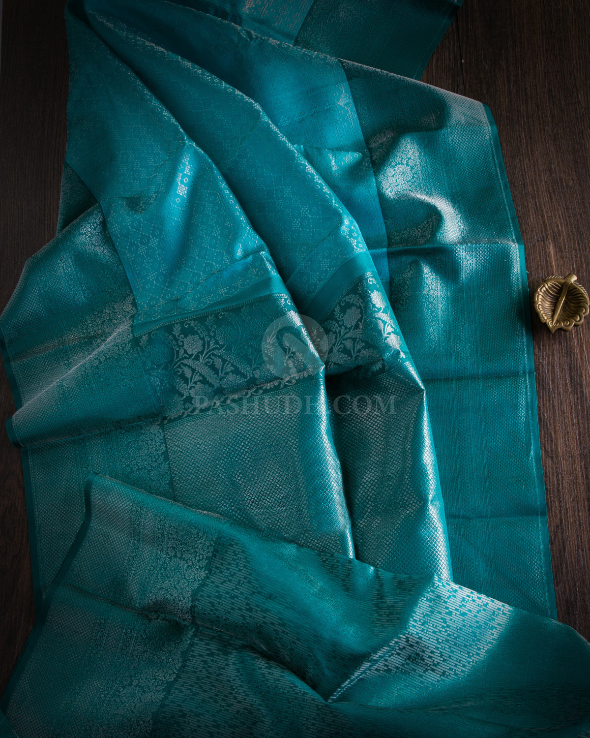 Sky Blue and Teal Green Kanjivaram Silk Saree - DT237