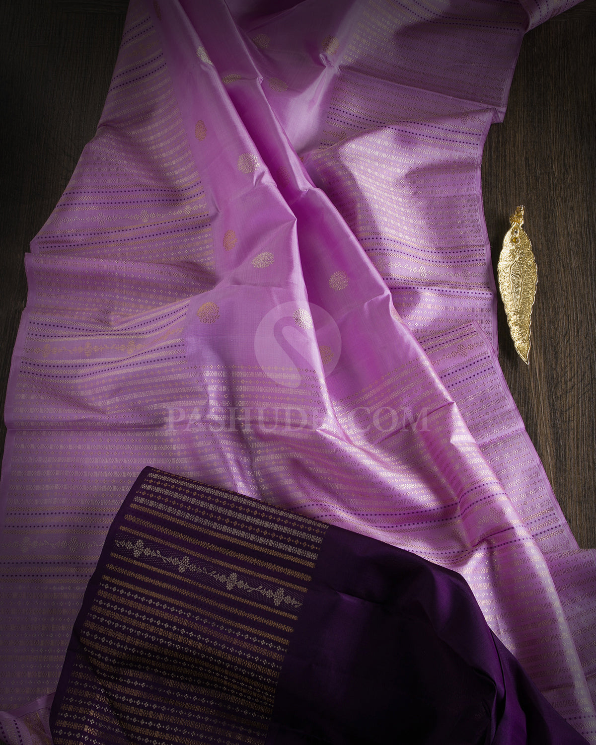 Lavender & Aubergine Kanjivaram Silk Saree - S1030(B) - View 1