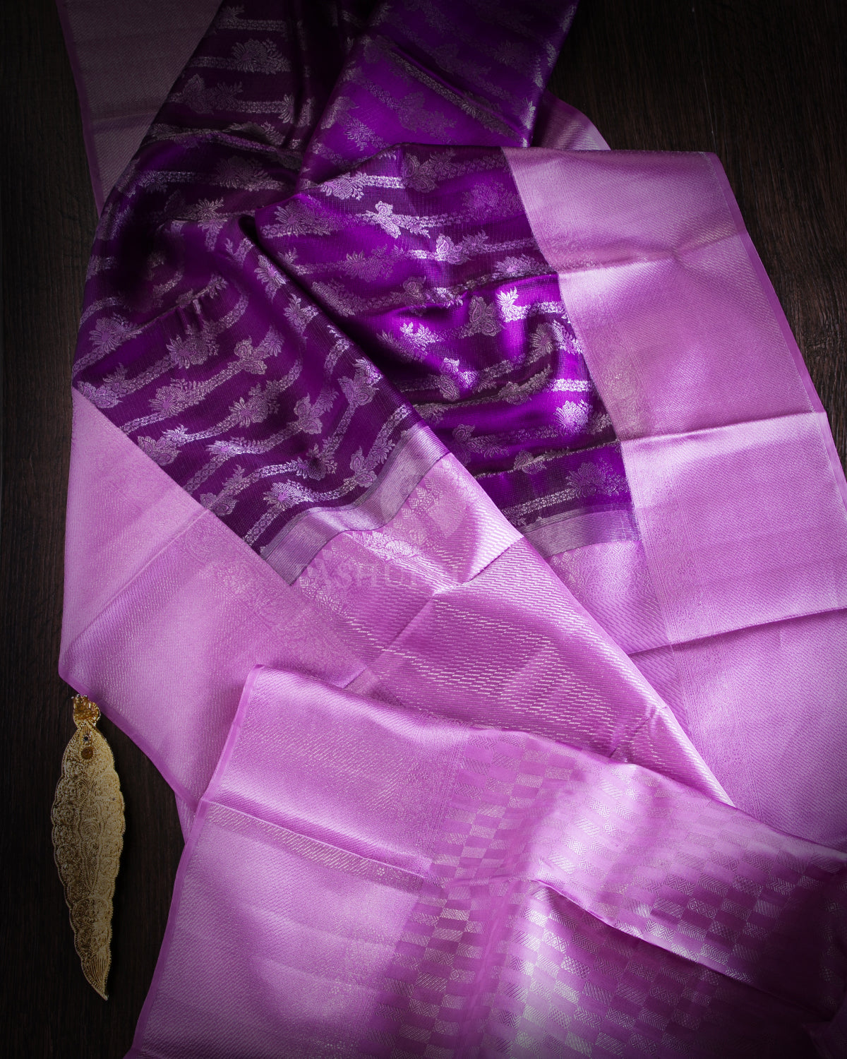 Violet & Lilac Kanjivaram Silk Saree - D472 - View 1