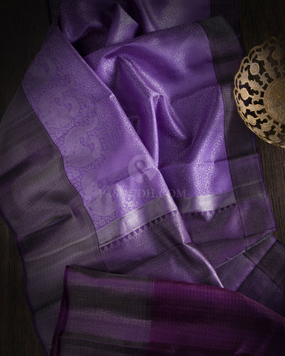 Lavender and Deep Purple Kanjivaram Silk Saree - D437 -View 1