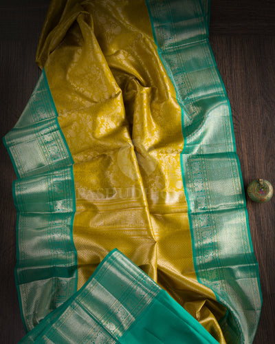 Parrot Green And Turquoise Kanjivaram Silk Saree - S1151(A)