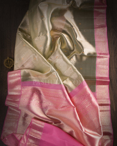 Mild Green And Baby Pink Organza Kanjivaram Silk Saree - S1150(A) - View 1