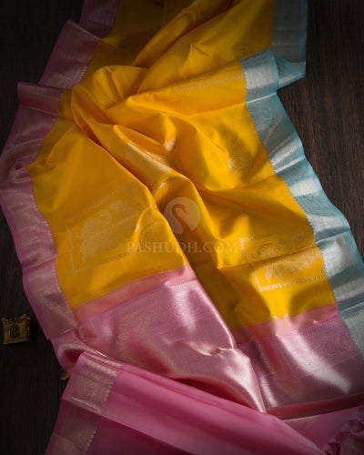 Yellow Ganga Jamuna Kanjivaram Silk Saree - S767 - View 2