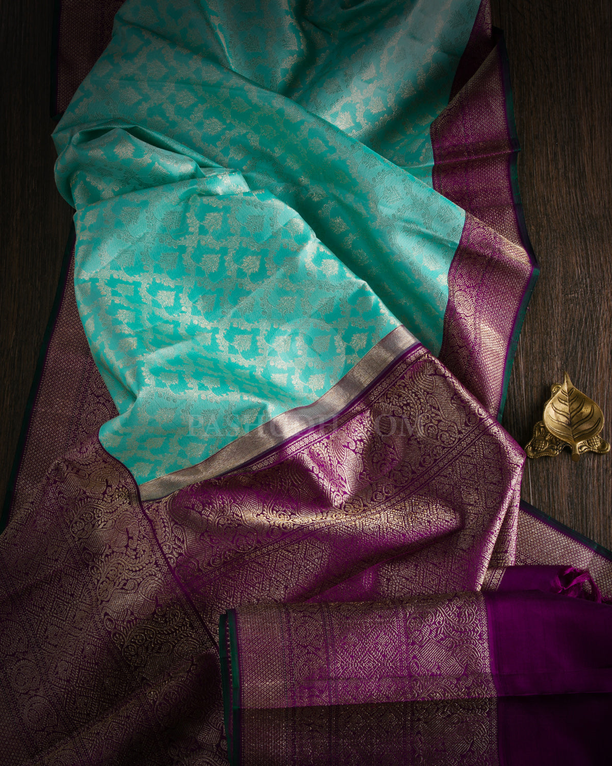 Sky Blue and Violet Pure Zari Kanjivaram Silk Saree - S720 - View 2