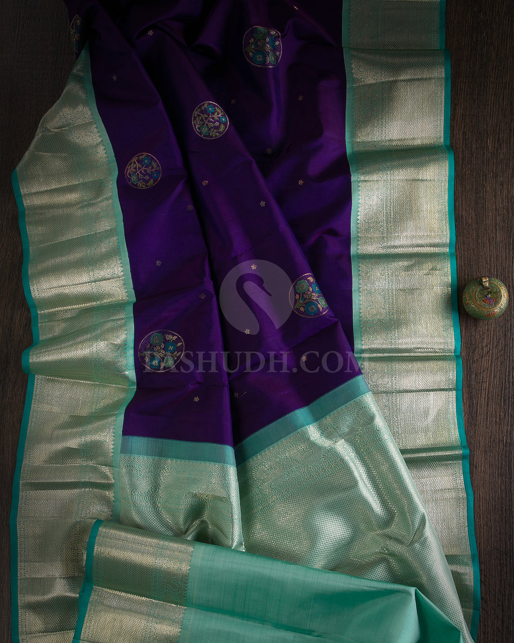 Royal Blue & Sky Blue Kanjivaram Silk Saree - S1127(A) - View 1