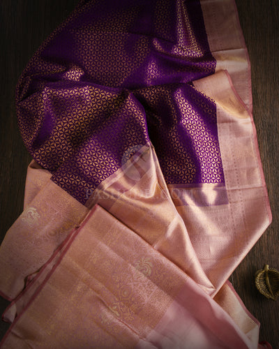 Royal Violet Pure Zari Kanjivaram Silk Saree - S718 - view 2