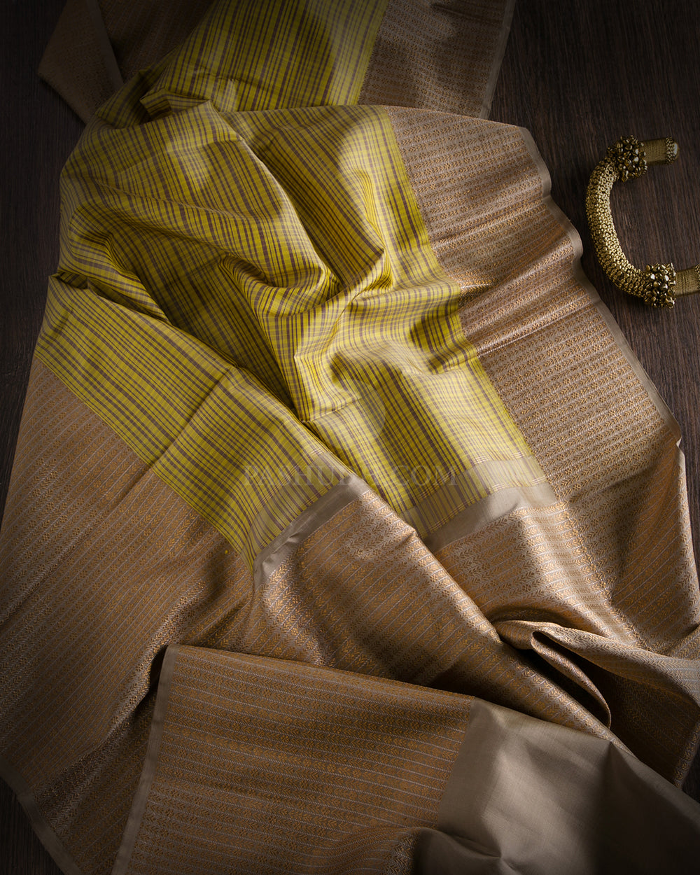 Yellow and Ash Grey  Kanjivaram Silk Saree - S749 - View 2