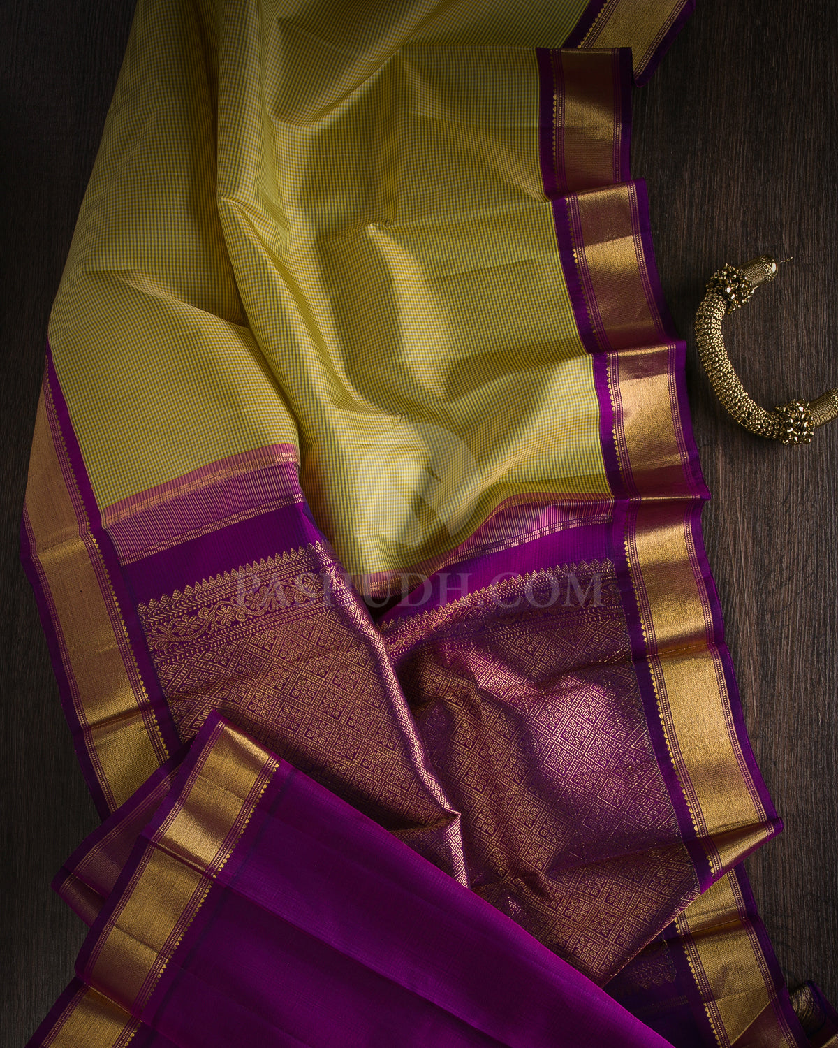 Yellow and Magenta Kanjivaram Silk Saree - D11