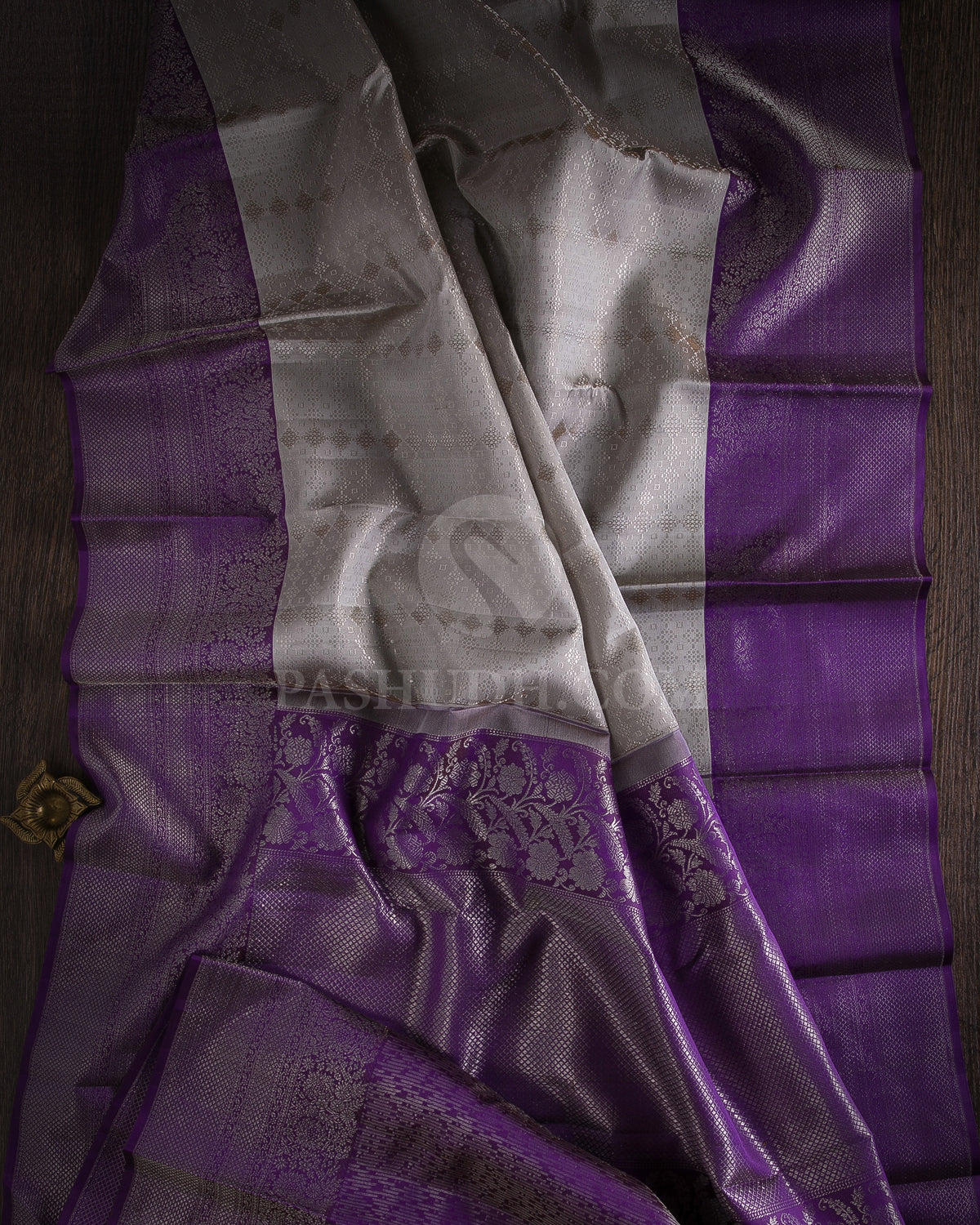 Silver and Violet Kanjivaram Silk Saree - DT251(D)