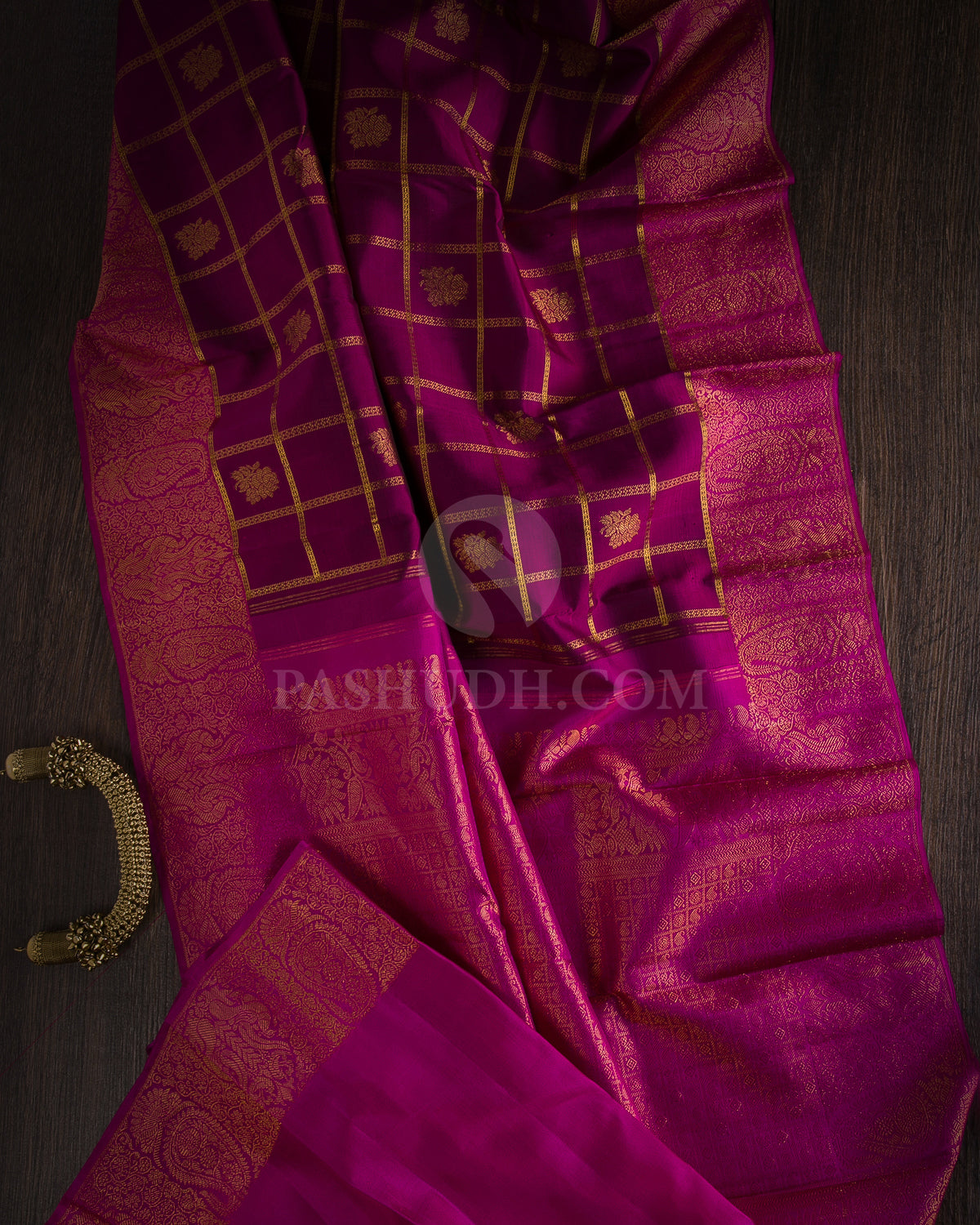 Dark Magenta Kanjivaram Silk Saree - D8