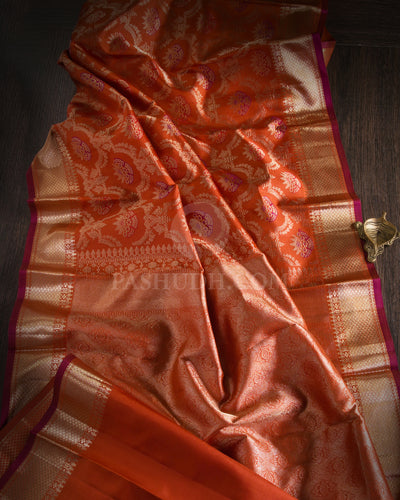 Fire Orange Kanjivaram Silk Saree - S1023(A)