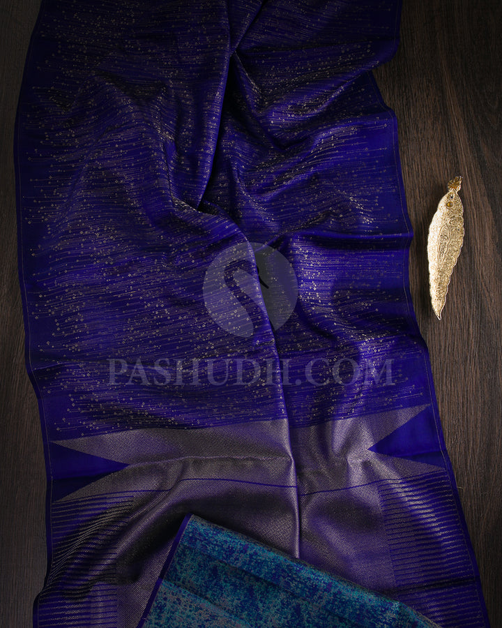 Royal Blue Borderless kanjivaram SIlk Saree -DJ305(C)