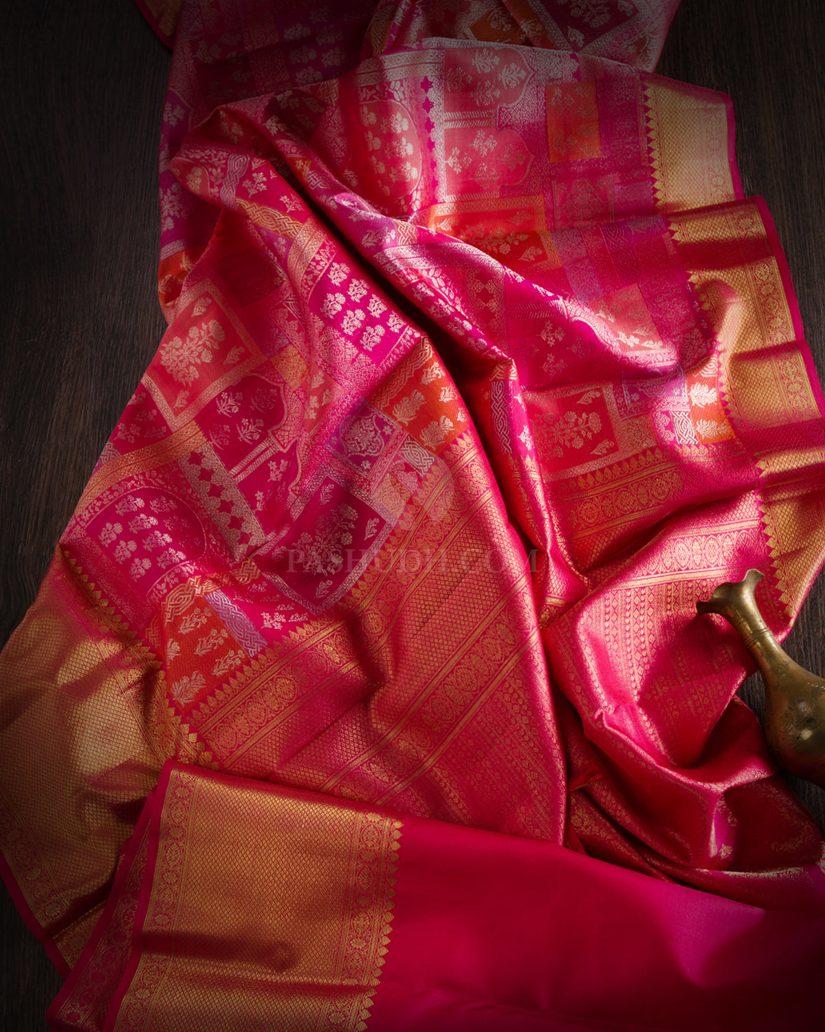 Multicolour Pure Zari Kanjivaram Silk Saree - P110 - View 2