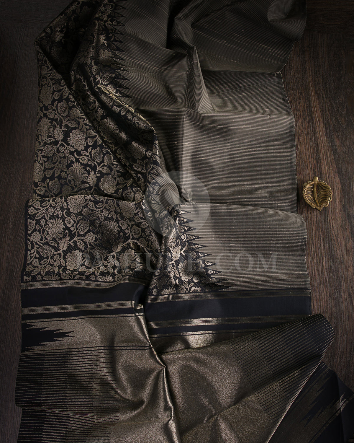 Black and Grey Kanjivaram Silk Saree - S1063(B)