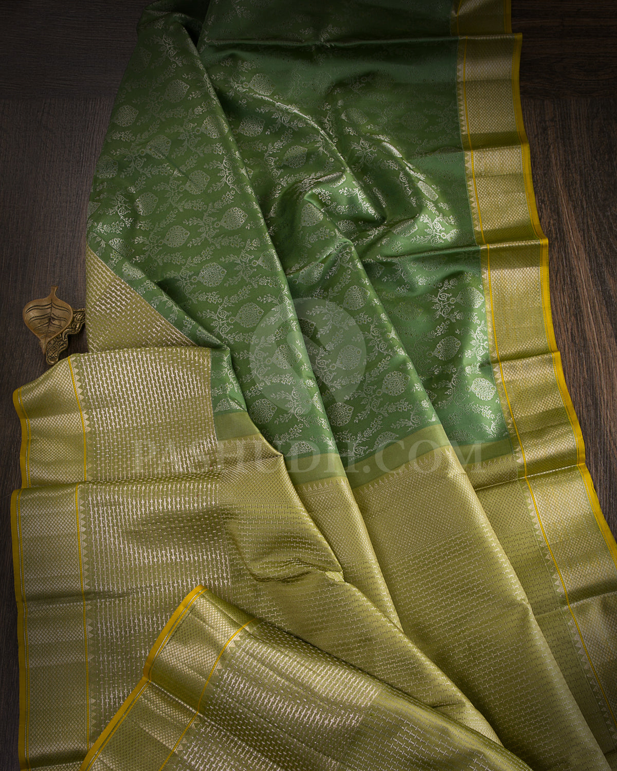 Sage Green and Light Green Kanjivaram Silk Saree - DT274(A)