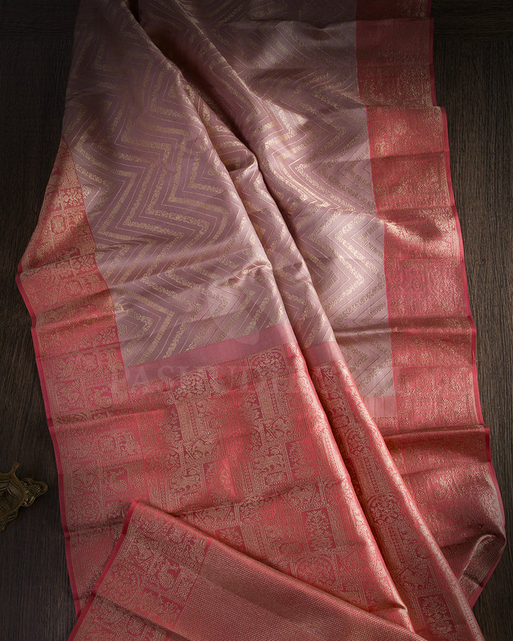 Mauve And Rust Orange Kanjivaram Silk Saree - D567(A)
