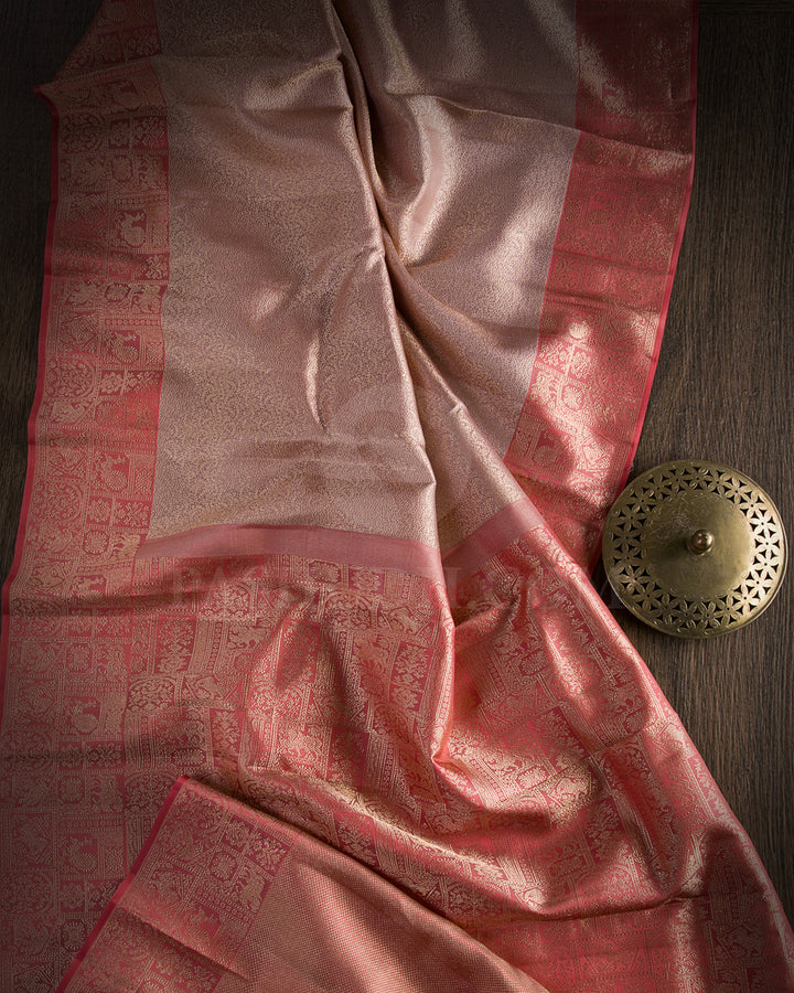 Mauve And Rust Orange Kanjivaram Silk Saree - D566(A)