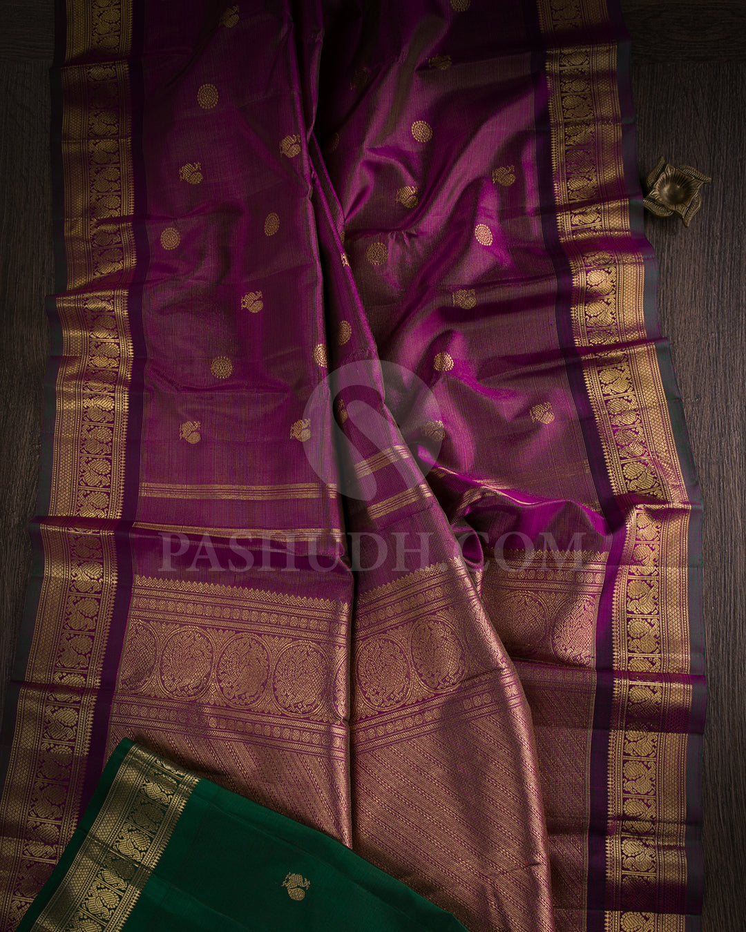 Magenta and Green Traditional Kanjivaram Silk Saree - KB4