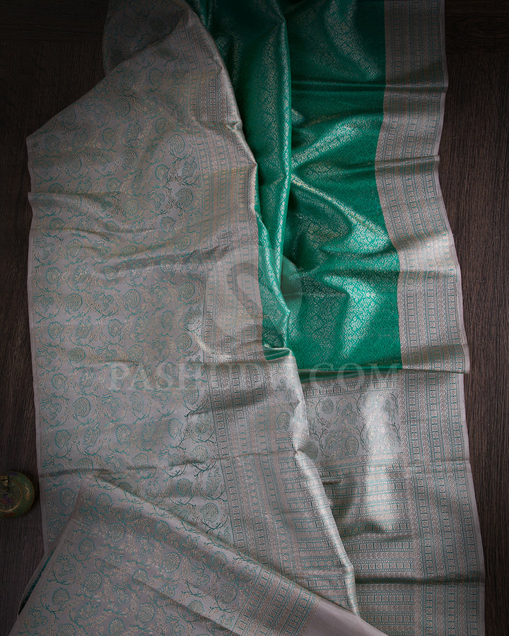 Green And Grey Kanjivaram Silk Saree - S1095(C)