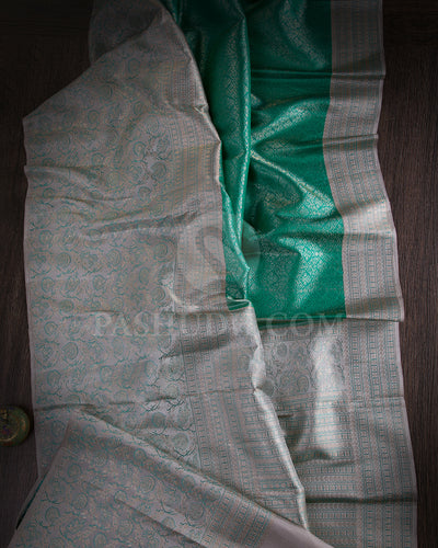 Green And Grey Kanjivaram Silk Saree - S1095(C)