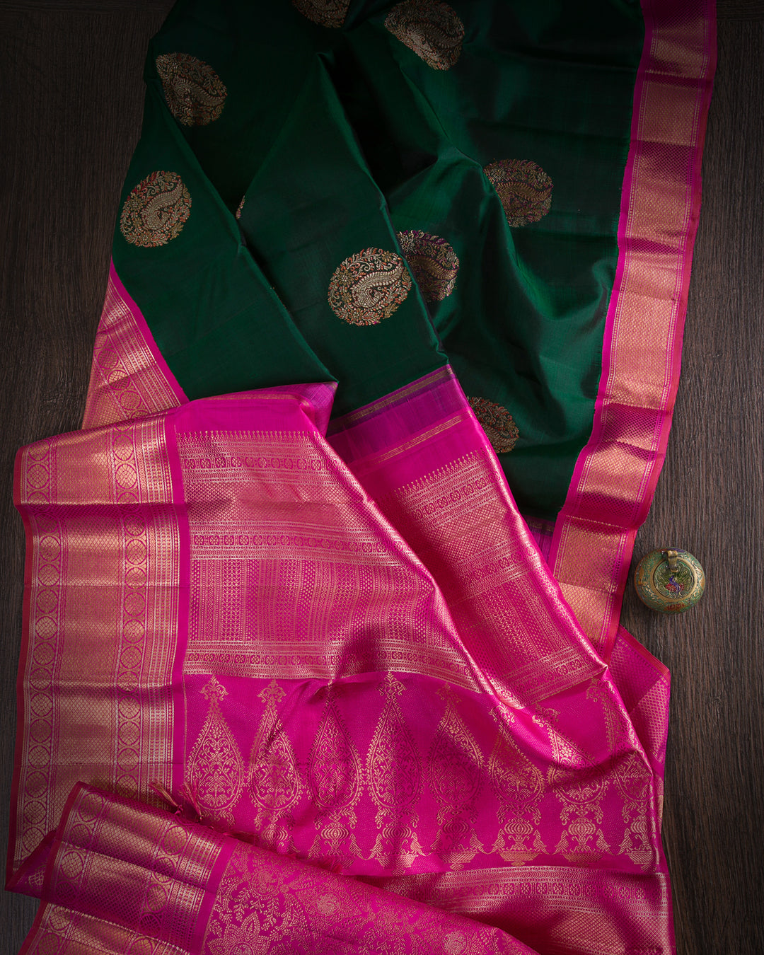 Green And Pink  Kanjivaram Silk Saree - S1202(B)