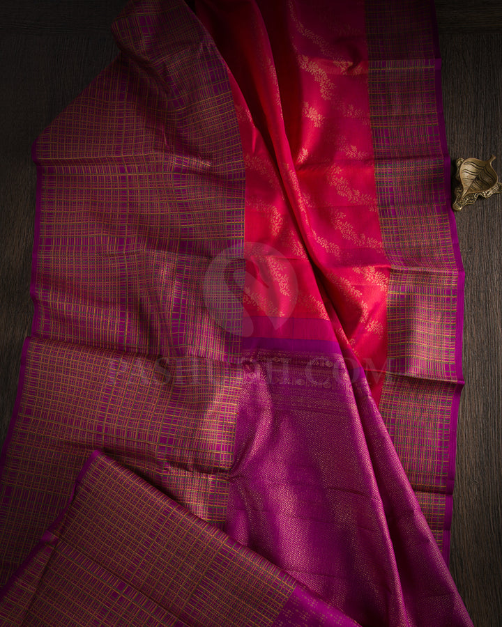 Rani Pink And Purple Kanjivaram Silk Saree - DJ312(A)