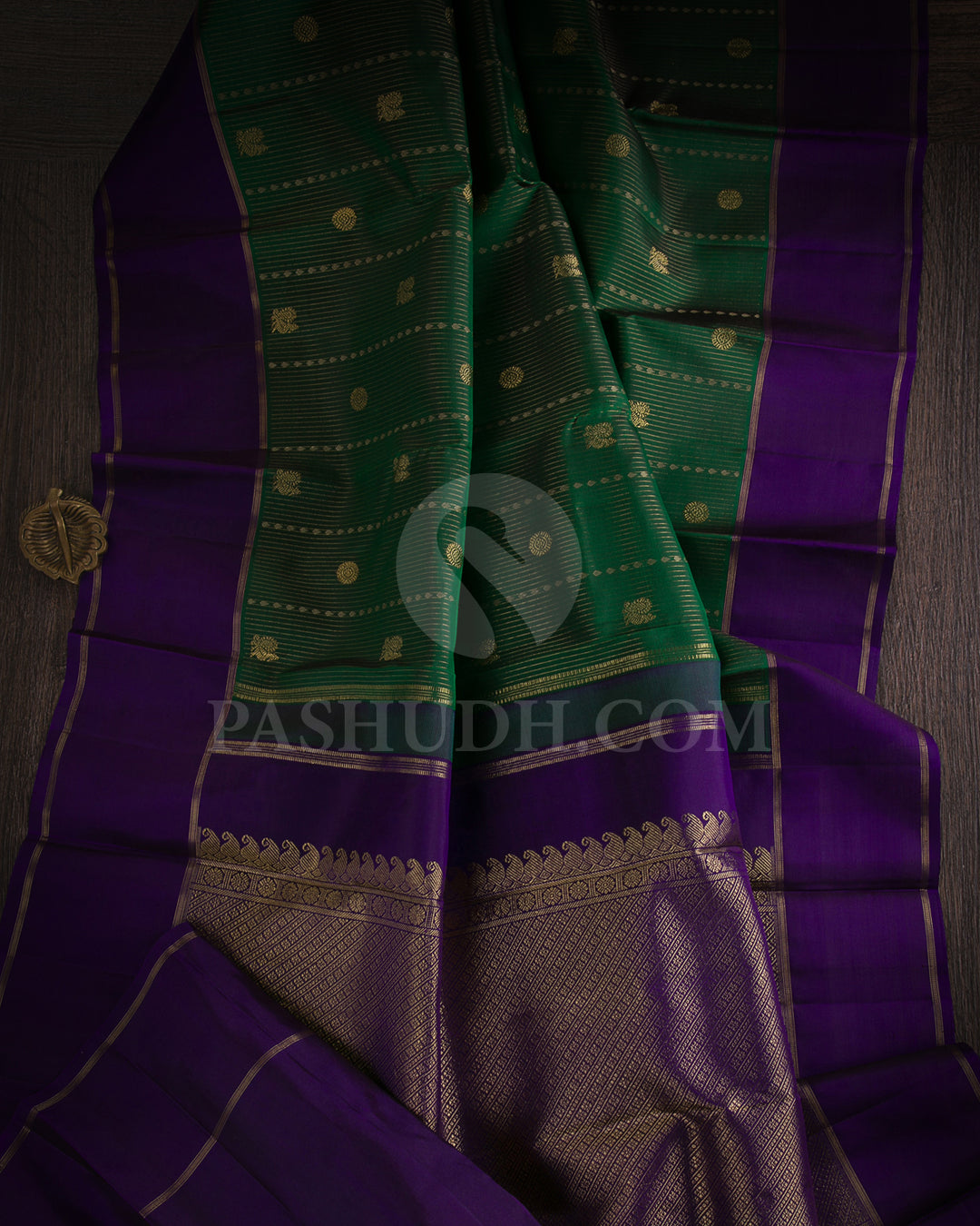 Green And Purple Kanjivaram Silk Saree - KF7