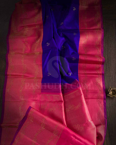 Royal Blue And Bright Pink Kanjivaram Silk Saree - S1147(B)