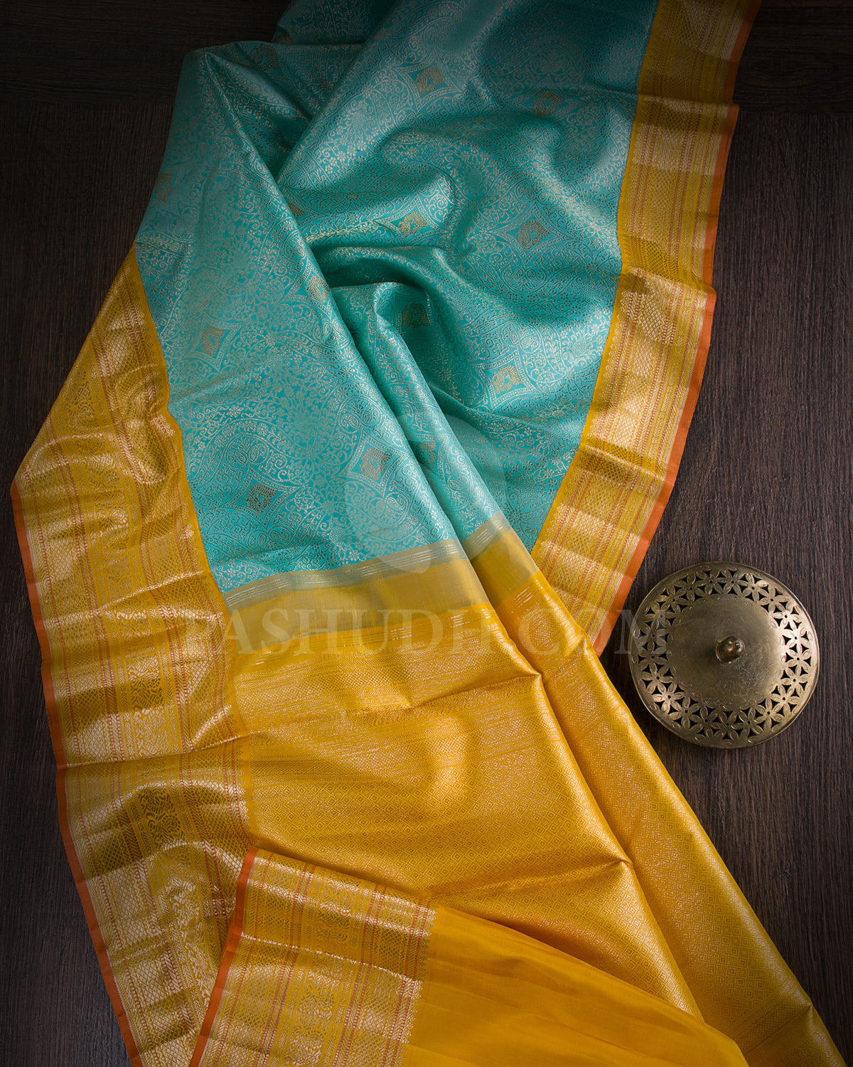 Sky Blue And Yellow Kanjivaram Silk Saree - S1194(A)