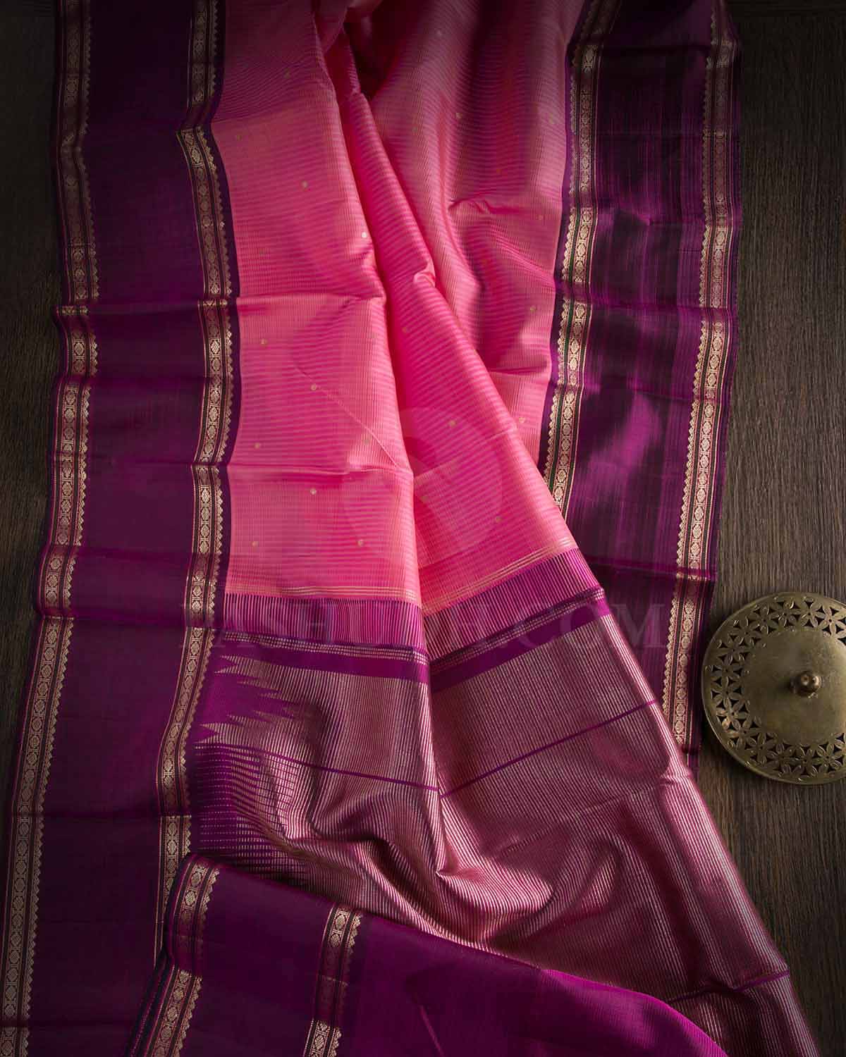 Bright Pink And Purple Kanjivaram Silk Saree - S1055(C)