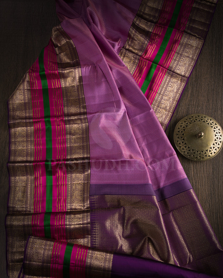 Lavender And Dark Purple Kanjivaram Silk Saree - D564(A)