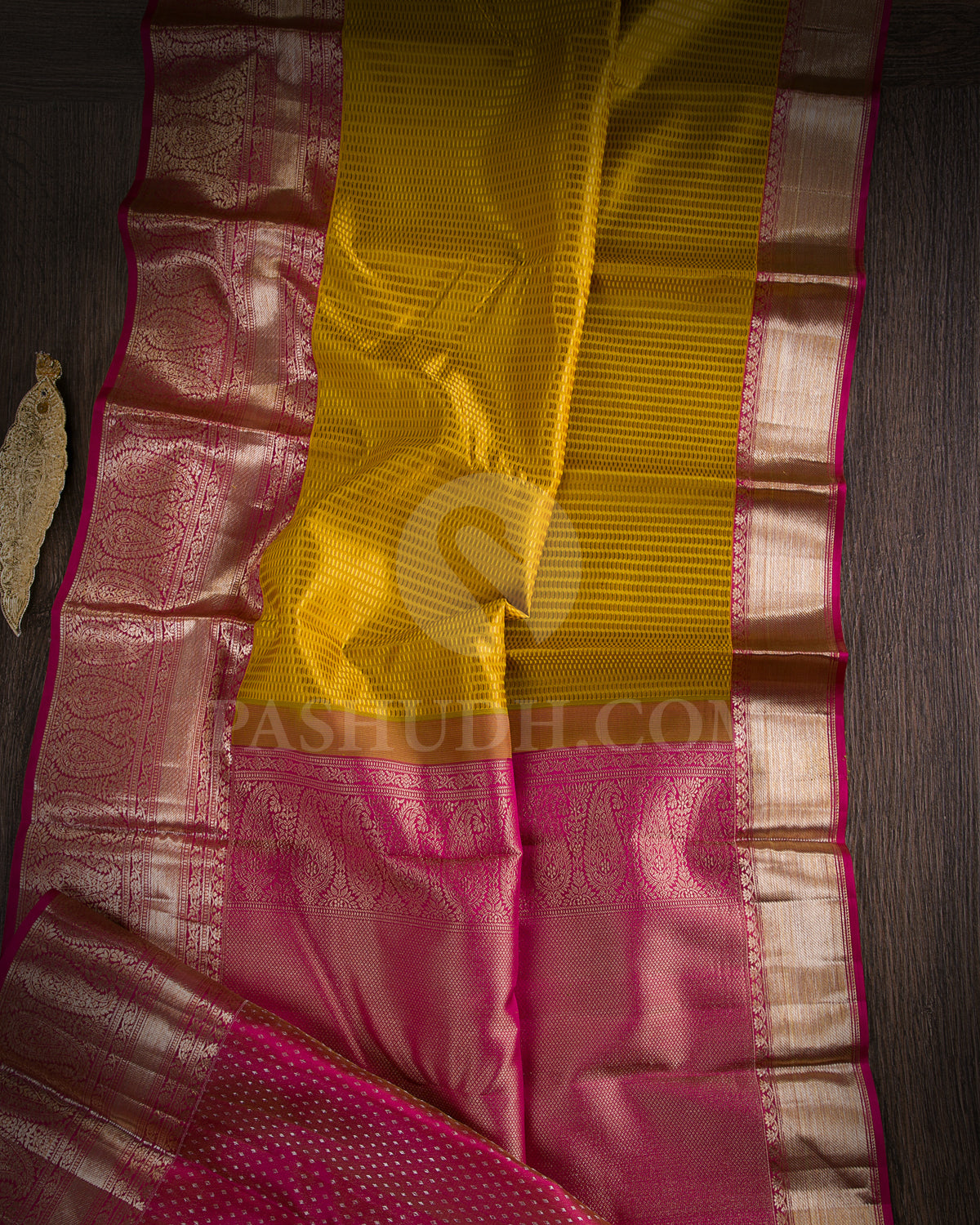 Yellow And Pink Kanjivaram Silk Saree - DT275(A)