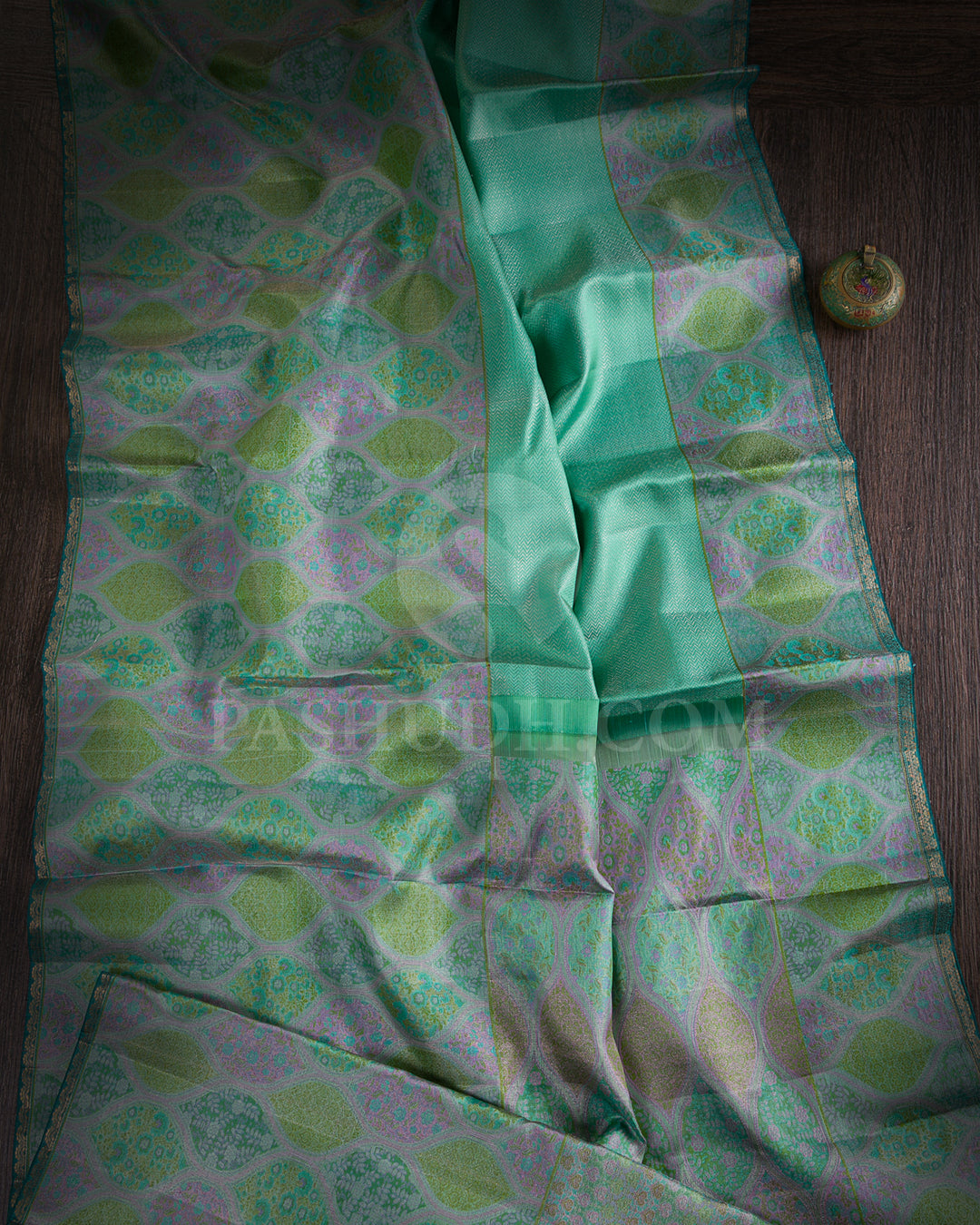 Mint Green and Multicoloured Kanjivaram Silk Saree - DJ324(A)