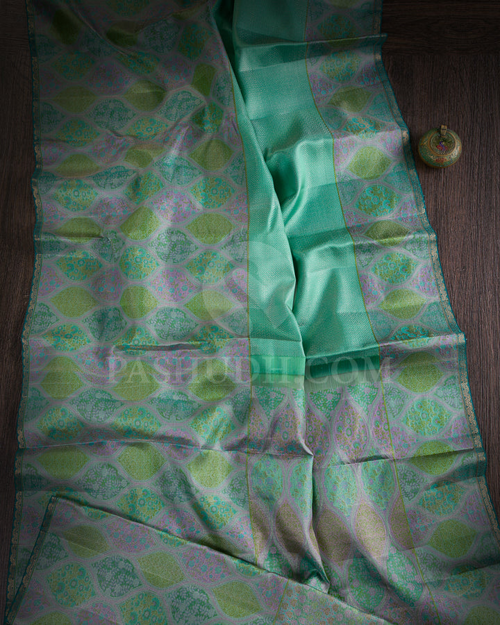 Mint Green and Multicoloured Kanjivaram Silk Saree - DJ324(A)