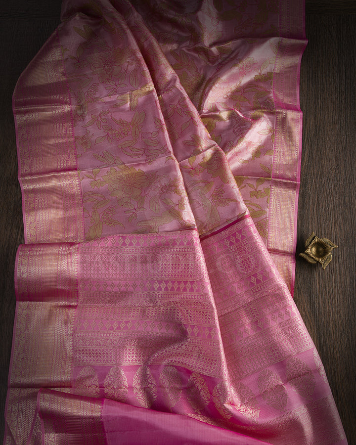 Lilac And Baby Pink Kanjivaram Silk Saree - D519(B)