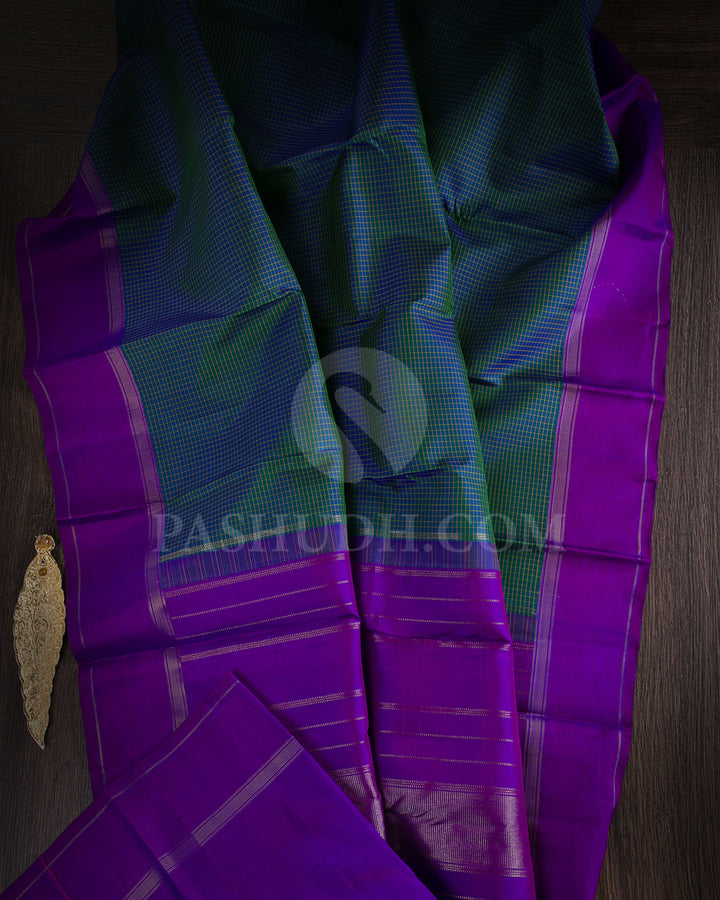 Ramar Green And Violet Kanjivaram Silk Saree - KF3