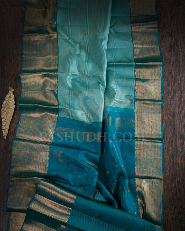 Sky Blue And Dark Blue Kanjivaram Silk Saree - DJ325(A)