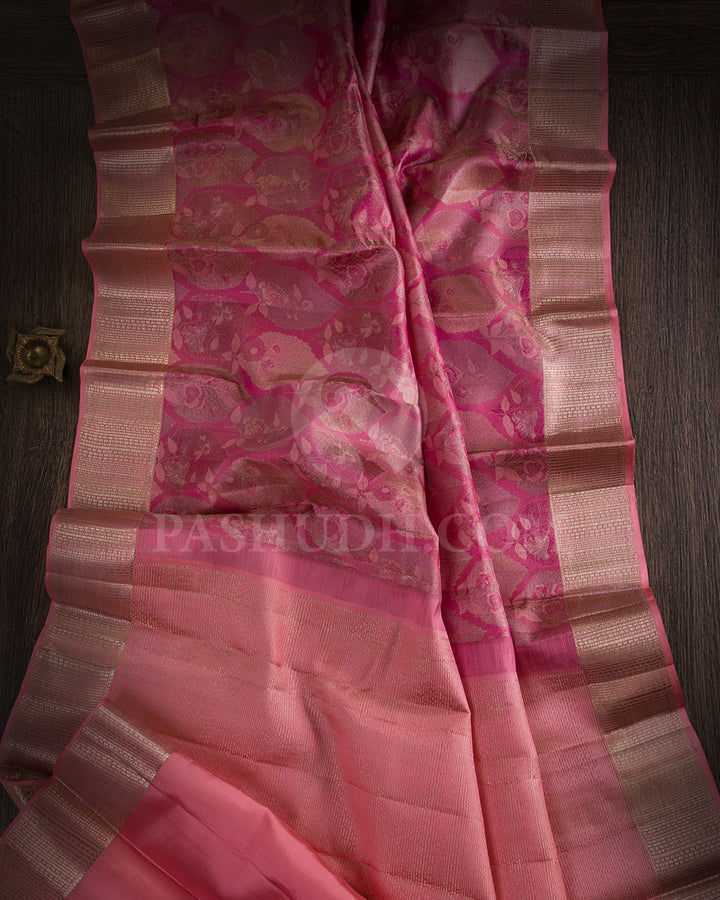Pink And Peach Kanjivaram Silk Saree - DJ327(A)