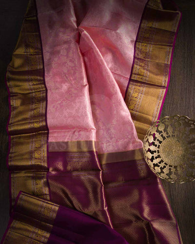 Baby Pink And Maroon Kanjivaram Silk Saree - S1151(B)