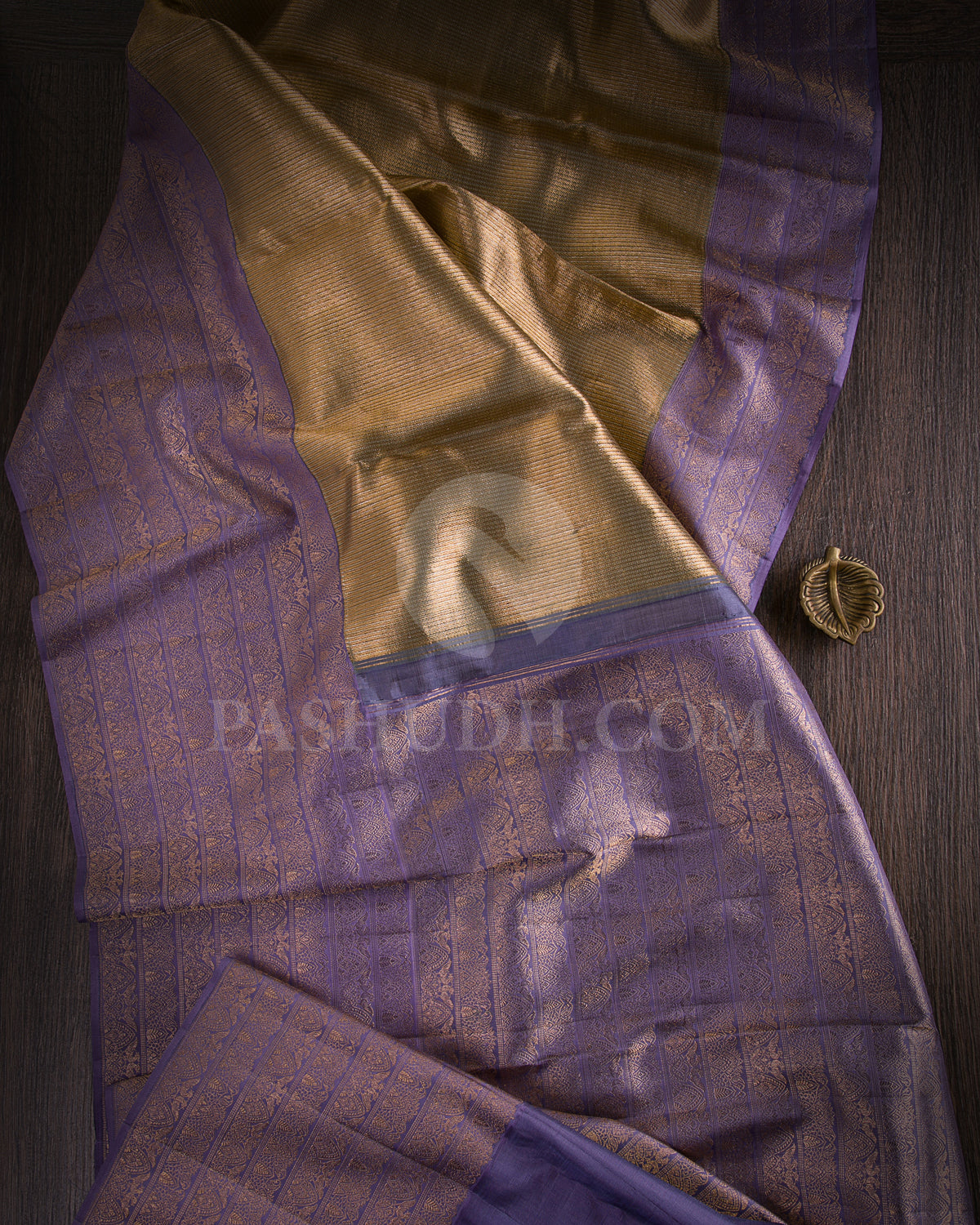 Gold And Lavender Kanjivaram Silk Saree - S1188(B)