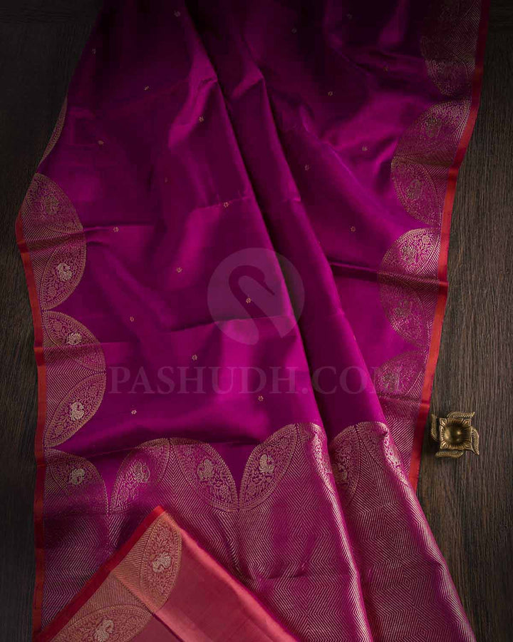 Pink And Orange Kanjivaram Silk Saree - S1107(C)