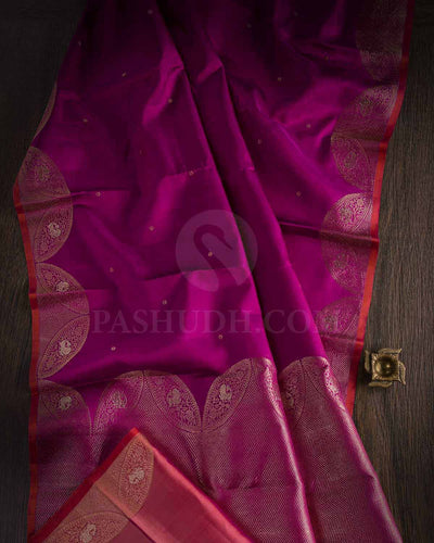 Pink And Orange Kanjivaram Silk Saree - S1107(C)